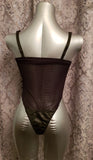 Elegant Moments leather and fishnet teddy from Ginger Candy lingerie