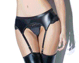 Coquette wet look garter belt from Ginger Candy lingerie