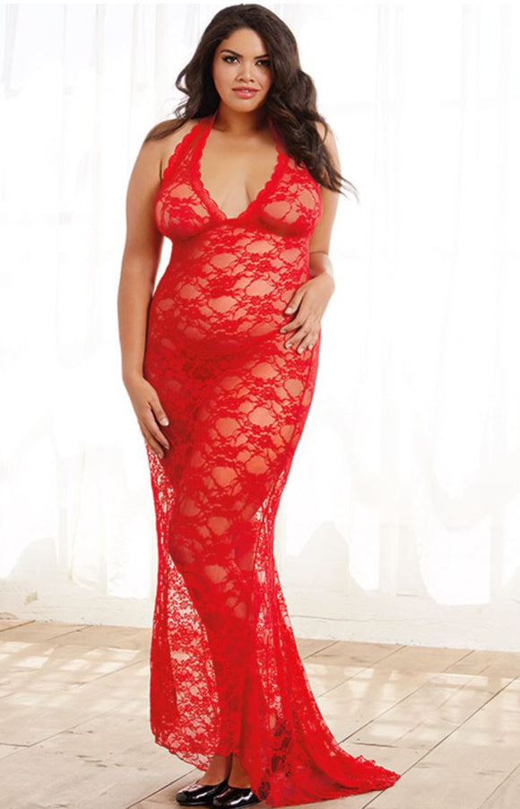 Dreamgirl long lace gown from Ginger Candy lingerie