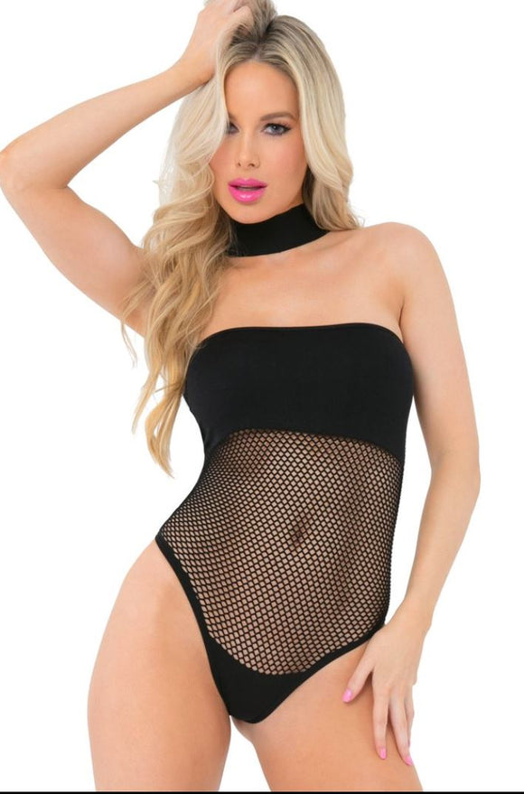 Pink Lipstick fishnet bodystocking teddy from Ginger Candy lingerie