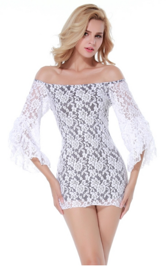 Lace bodycon mini dress in white from Ginger Candy